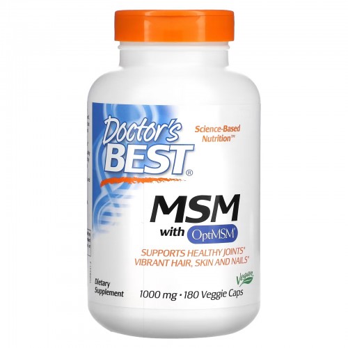 Doctor's Best, МСМ с OptiMSM, 1000 мг, 180 растительных капсул Doctor's Best, МСМ с OptiMSM, 1000 мг, 180 растительных капсул